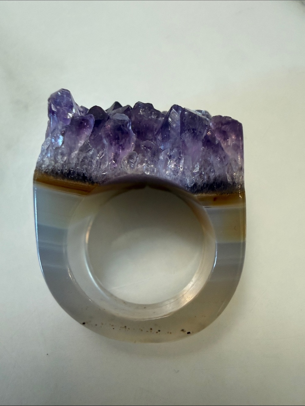 Raw amethyst crystal ring, size 6.5